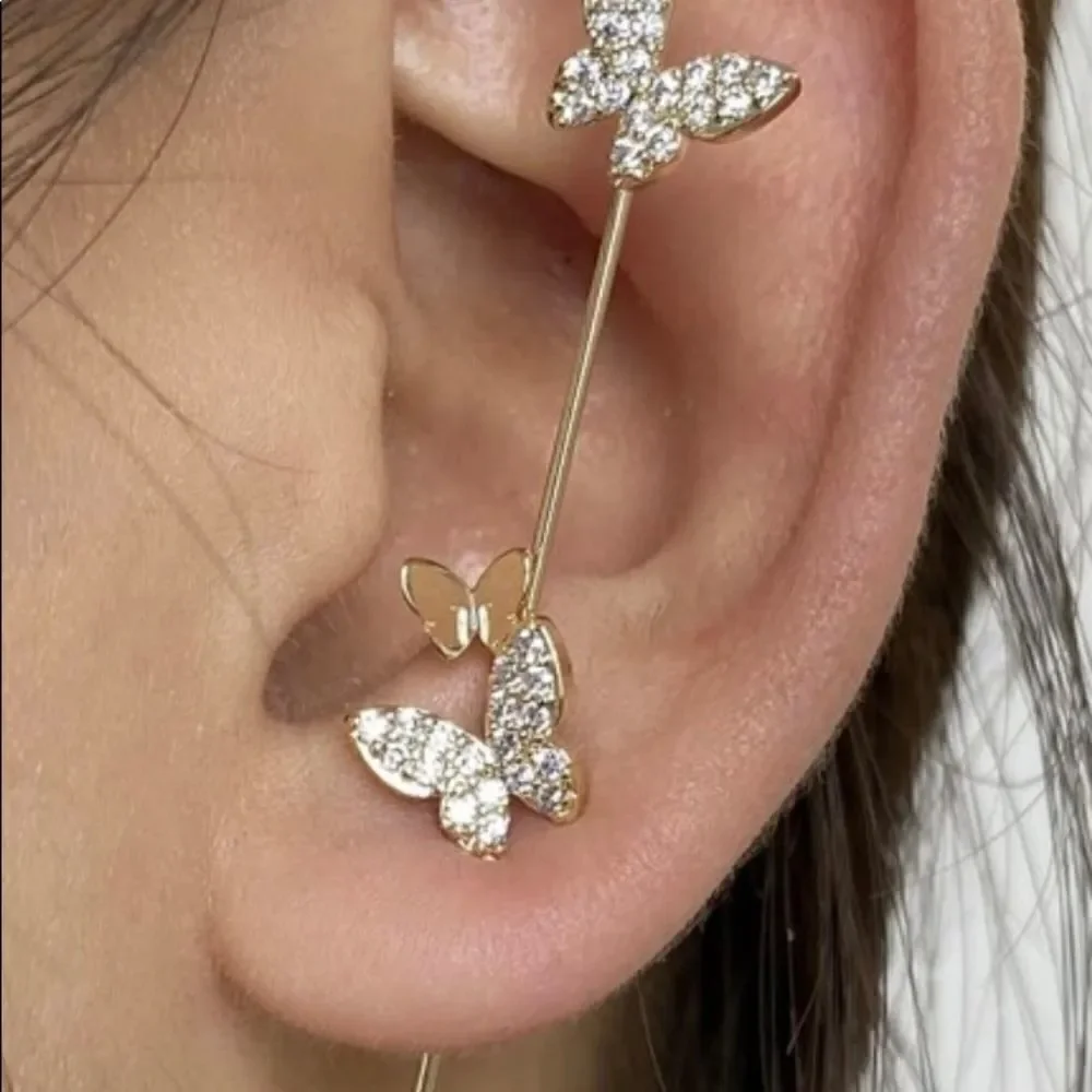 1 Piece Rhinestone Butterfly Ear Decoration